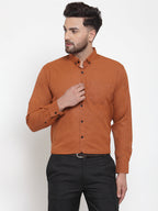 Jainish Rust Men's Cotton Solid Button Down Formal Shirts ( SF 734Rust ) - Distacart