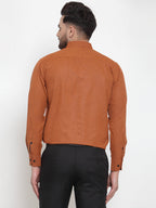 Jainish Rust Men's Cotton Solid Button Down Formal Shirts ( SF 734Rust ) - Distacart