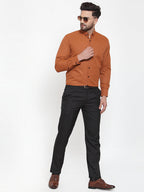 Jainish Rust Men's Cotton Solid Button Down Formal Shirts ( SF 734Rust ) - Distacart