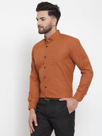Jainish Rust Men's Cotton Solid Button Down Formal Shirts ( SF 734Rust ) - Distacart