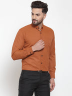 Jainish Rust Men's Cotton Solid Button Down Formal Shirts ( SF 734Rust ) - Distacart