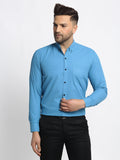 Jainish Blue Men's Cotton Solid Button Down Formal Shirts ( SF 734Sky ) - Distacart