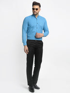 Jainish Blue Men's Cotton Solid Button Down Formal Shirts ( SF 734Sky ) - Distacart