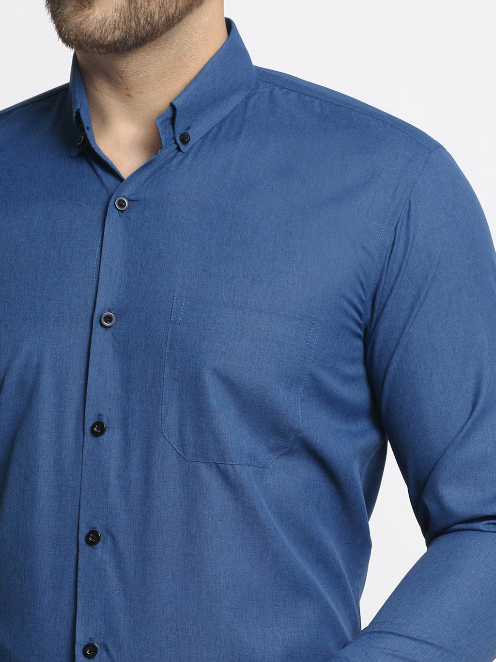 Jainish Navy Men's Cotton Solid Button Down Formal Shirts ( SF 734Teal ) - Distacart
