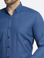 Jainish Navy Men's Cotton Solid Button Down Formal Shirts ( SF 734Teal ) - Distacart