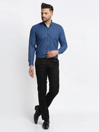 Jainish Navy Men's Cotton Solid Button Down Formal Shirts ( SF 734Teal ) - Distacart