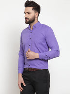 Jainish Purple Men's Cotton Solid Button Down Formal Shirts ( SF 734Voilet ) - Distacart