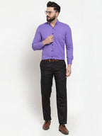 Jainish Purple Men's Cotton Solid Button Down Formal Shirts ( SF 734Voilet ) - Distacart