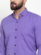 Jainish Purple Men's Cotton Solid Button Down Formal Shirts ( SF 734Voilet ) - Distacart