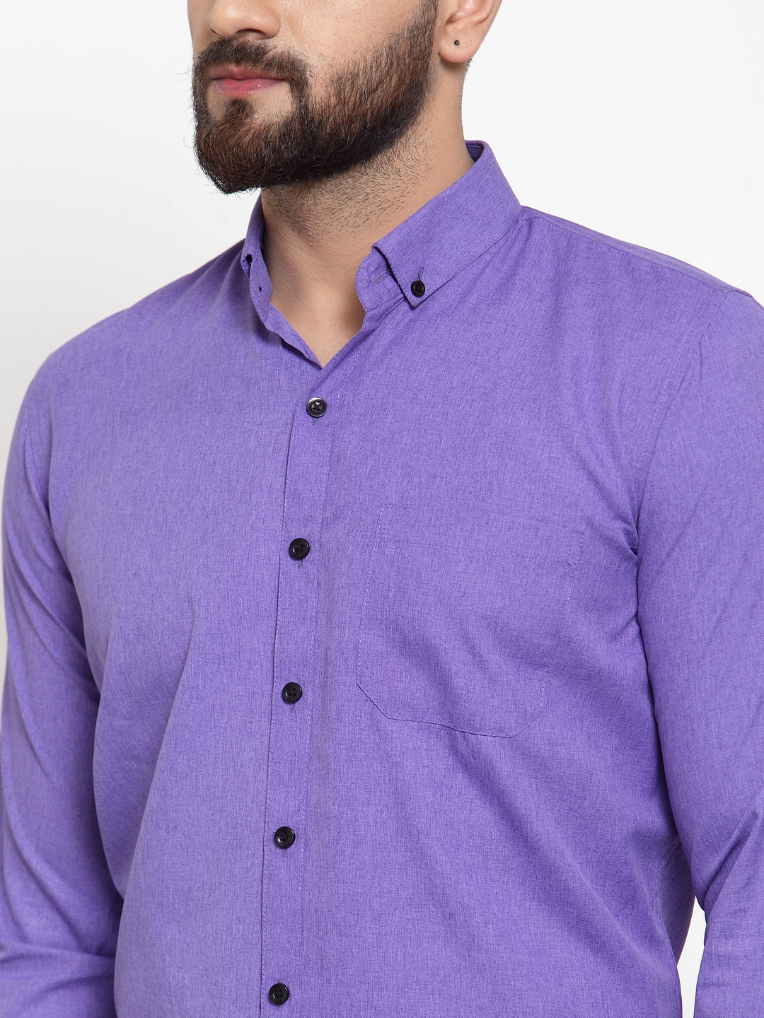 Jainish Purple Men's Cotton Solid Button Down Formal Shirts ( SF 734Voilet ) - Distacart