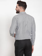 Jainish Black Men's Cotton Striped Formal Shirts ( SF 735Black ) - Distacart