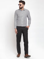 Jainish Black Men's Cotton Striped Formal Shirts ( SF 735Black ) - Distacart