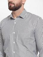 Jainish Black Men's Cotton Striped Formal Shirts ( SF 735Black ) - Distacart