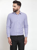 Jainish Blue Men's Cotton Striped Formal Shirts ( SF 735Blue ) - Distacart