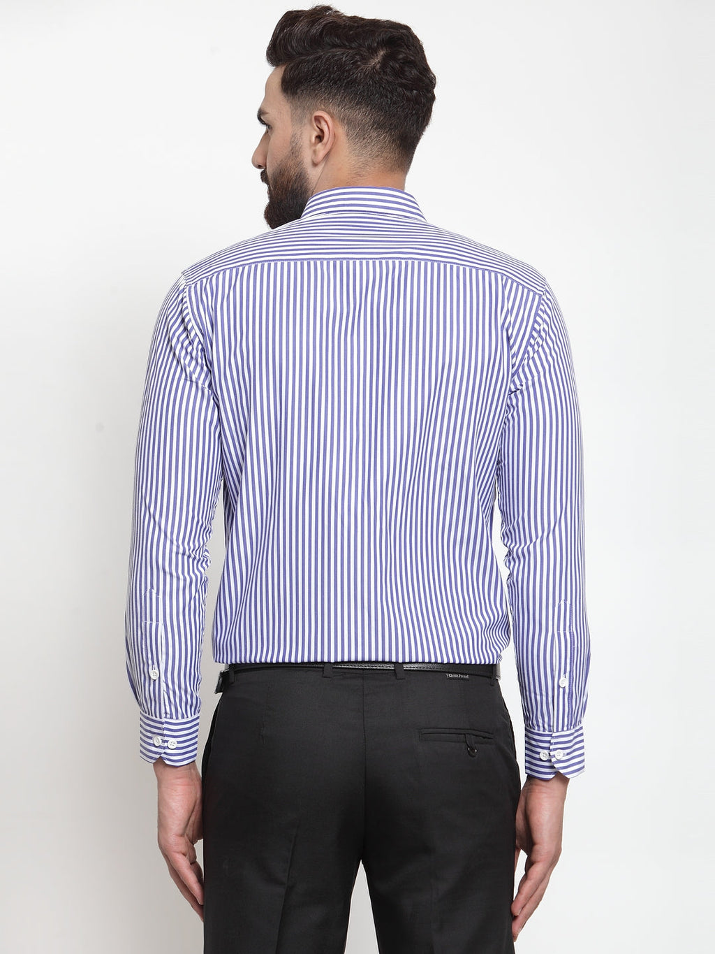 Jainish Blue Men's Cotton Striped Formal Shirts ( SF 735Blue ) - Distacart
