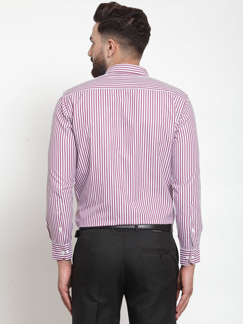 Jainish Purple Men's Cotton Striped Formal Shirts ( SF 735Purple ) - Distacart