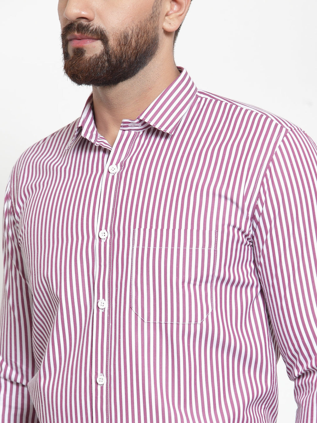 Jainish Purple Men's Cotton Striped Formal Shirts ( SF 735Purple ) - Distacart
