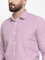 Jainish Purple Men's Cotton Striped Formal Shirts ( SF 735Purple ) - Distacart