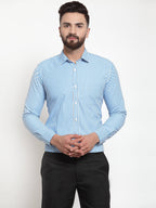 Jainish Blue Men's Cotton Striped Formal Shirts ( SF 735Sky ) - Distacart