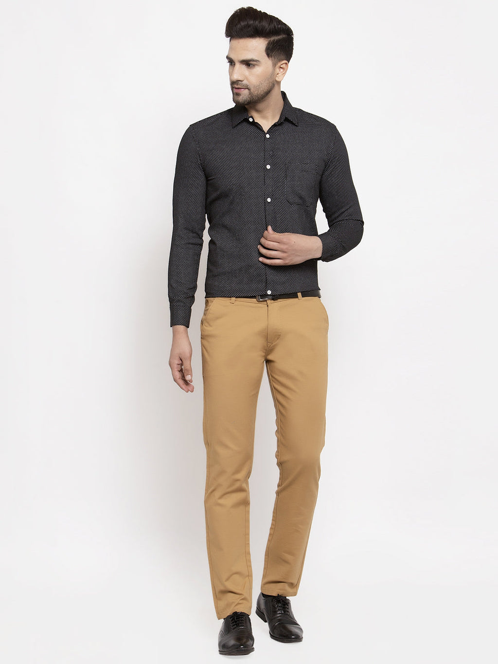 Jainish Black Men's Cotton Polka Dots Formal Shirts ( SF 736Black ) - Distacart
