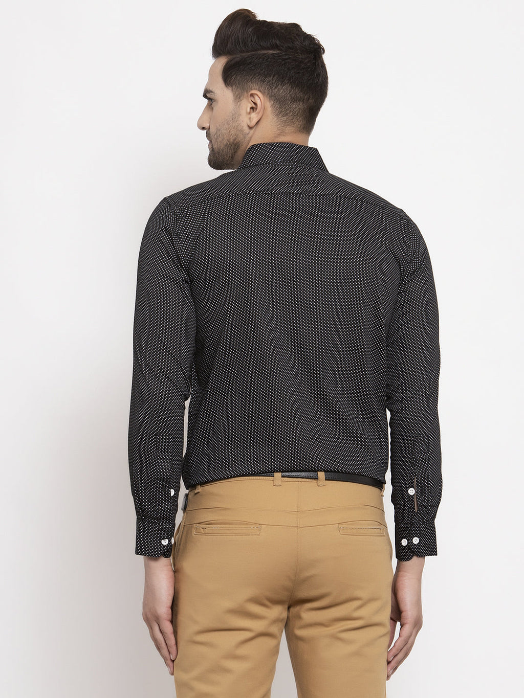 Jainish Black Men's Cotton Polka Dots Formal Shirts ( SF 736Black ) - Distacart