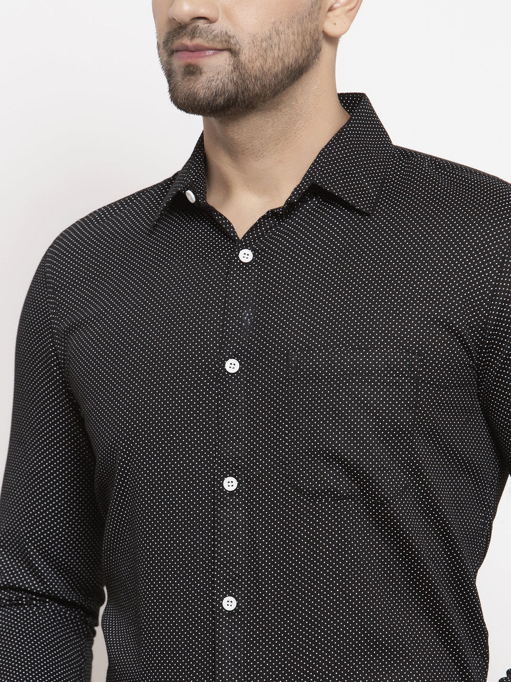 Jainish Black Men's Cotton Polka Dots Formal Shirts ( SF 736Black ) - Distacart