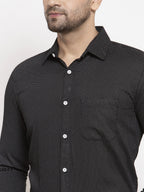 Jainish Black Men's Cotton Polka Dots Formal Shirts ( SF 736Black ) - Distacart