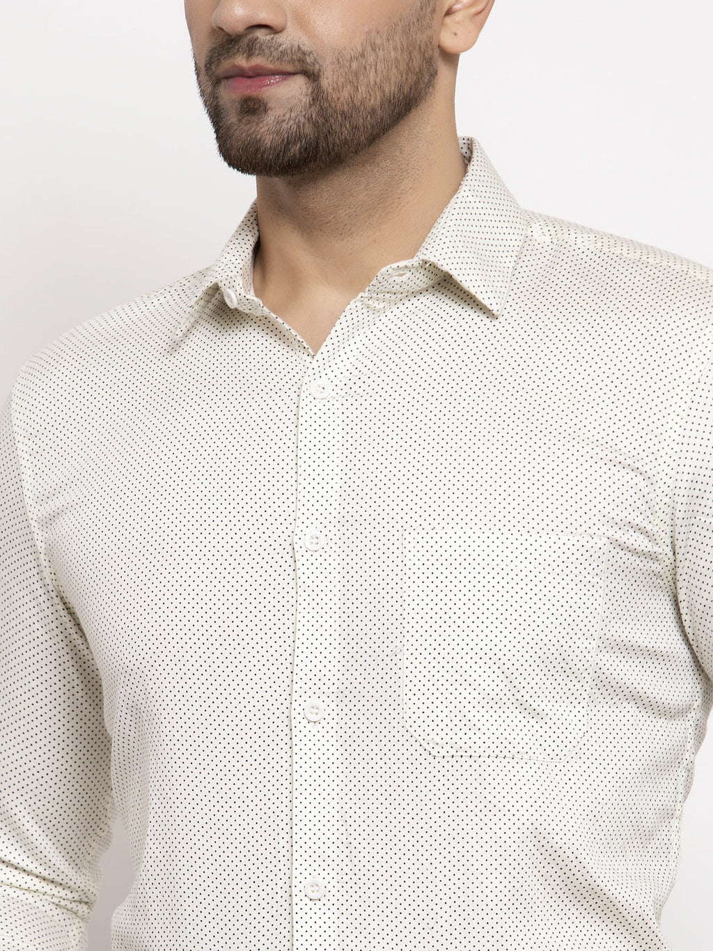 Jainish Cream Men's Cotton Polka Dots Formal Shirts ( SF 736Cream ) - Distacart