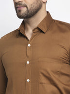 Jainish Brown Men's Cotton Polka Dots Formal Shirts ( SF 736Dark-Brown ) - Distacart