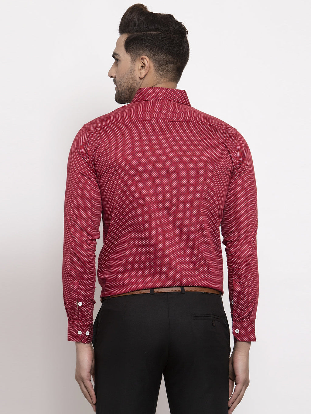 Jainish Maroon Men's Cotton Polka Dots Formal Shirts ( SF 736Maroon ) - Distacart