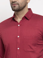 Jainish Maroon Men's Cotton Polka Dots Formal Shirts ( SF 736Maroon ) - Distacart
