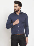 Jainish Navy Men's Cotton Polka Dots Formal Shirts ( SF 736Navy ) - Distacart