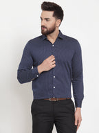 Jainish Navy Men's Cotton Polka Dots Formal Shirts ( SF 736Navy ) - Distacart