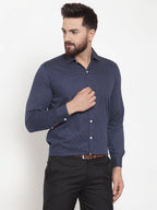 Jainish Navy Men's Cotton Polka Dots Formal Shirts ( SF 736Navy ) - Distacart