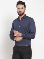 Jainish Navy Men's Cotton Polka Dots Formal Shirts ( SF 736Navy ) - Distacart
