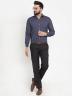 Jainish Navy Men's Cotton Polka Dots Formal Shirts ( SF 736Navy ) - Distacart