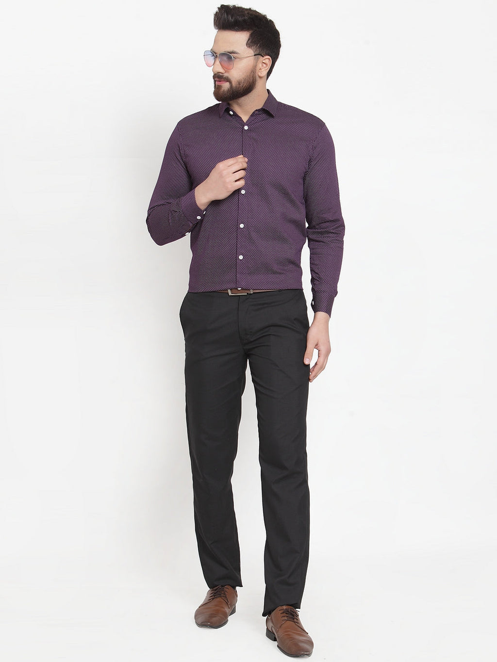 Jainish Purple Men's Cotton Polka Dots Formal Shirts ( SF 736Purple ) - Distacart