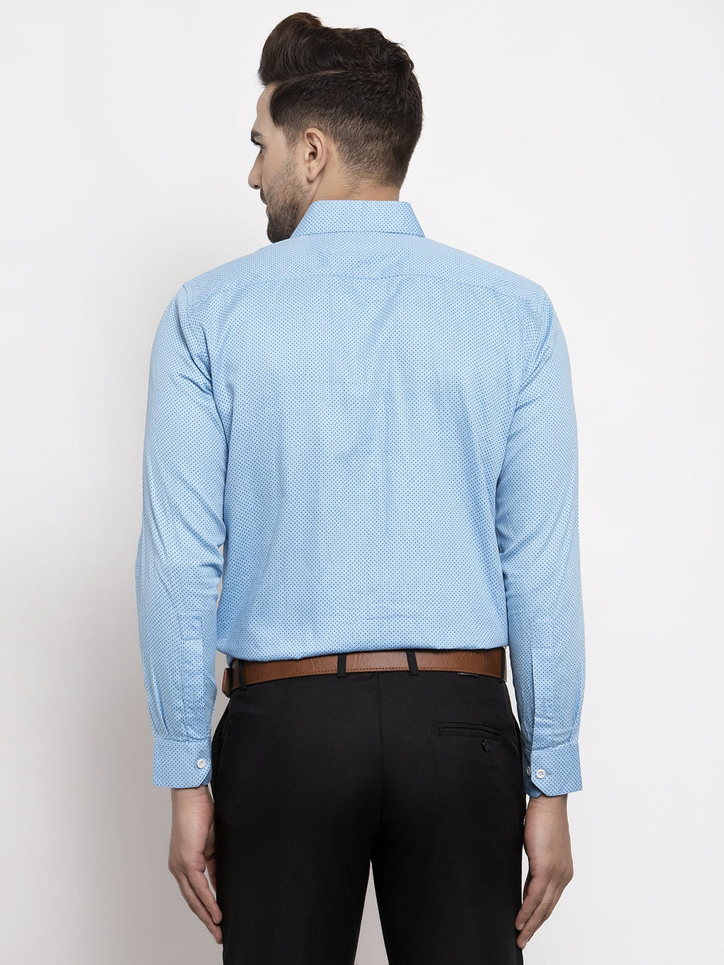 Jainish Blue Men's Cotton Polka Dots Formal Shirts ( SF 736Sky ) - Distacart
