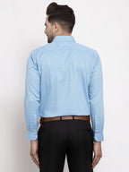 Jainish Blue Men's Cotton Polka Dots Formal Shirts ( SF 736Sky ) - Distacart