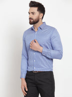 Jainish Blue Men's Cotton Stiped Formal Shirts ( SF 737Blue ) - Distacart