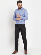 Jainish Blue Men's Cotton Stiped Formal Shirts ( SF 737Blue ) - Distacart