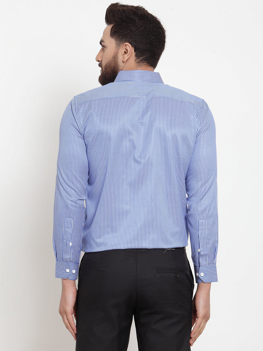 Jainish Blue Men's Cotton Stiped Formal Shirts ( SF 737Blue ) - Distacart