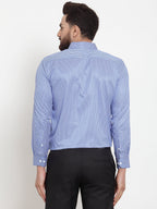 Jainish Blue Men's Cotton Stiped Formal Shirts ( SF 737Blue ) - Distacart