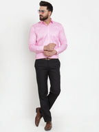 Jainish Pink Men's Cotton Stiped Formal Shirts ( SF 737Pink ) - Distacart