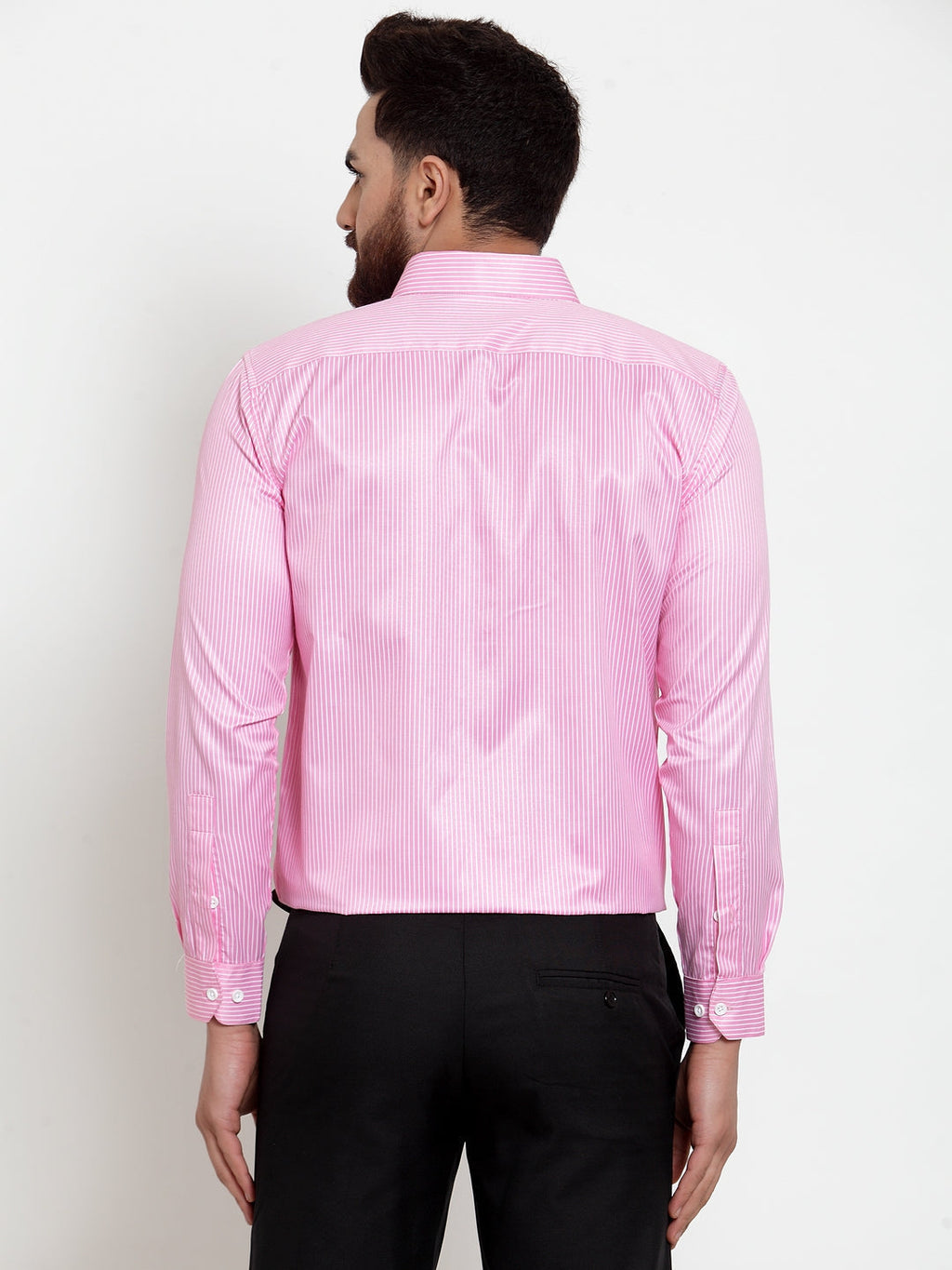 Jainish Pink Men's Cotton Stiped Formal Shirts ( SF 737Pink ) - Distacart