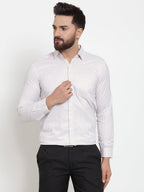 Jainish White Men's Cotton Stiped Formal Shirts ( SF 737White ) - Distacart