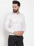 Jainish White Men's Cotton Stiped Formal Shirts ( SF 737White ) - Distacart