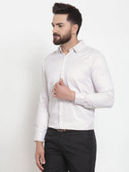 Jainish White Men's Cotton Stiped Formal Shirts ( SF 737White ) - Distacart