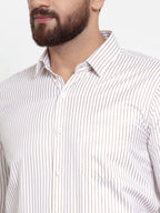 Jainish White Men's Cotton Stiped Formal Shirts ( SF 737White ) - Distacart