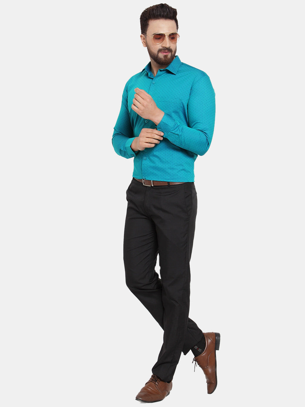Jainish Green Men's Cotton Polka Dots Formal Shirts ( SF 739Green ) - Distacart